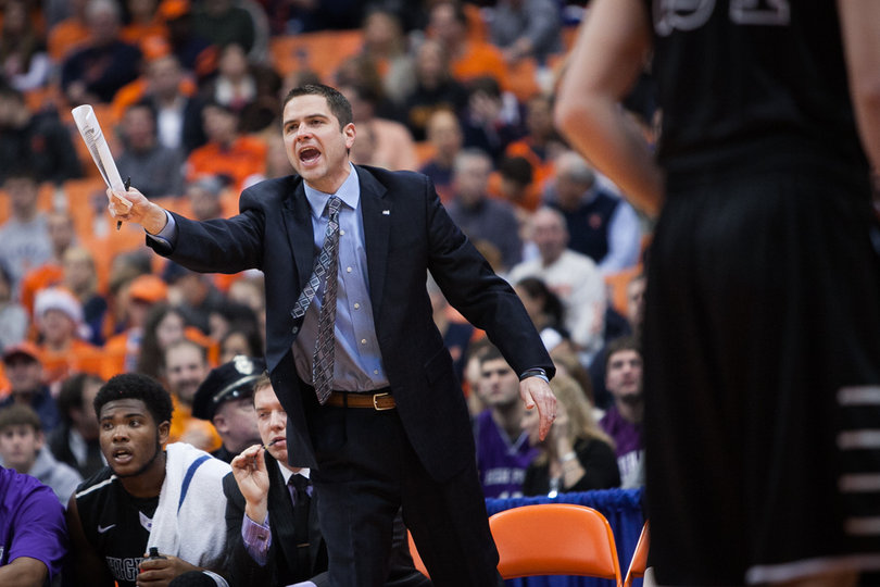 High Point assistant coach Neill Berry reacts to a play. 