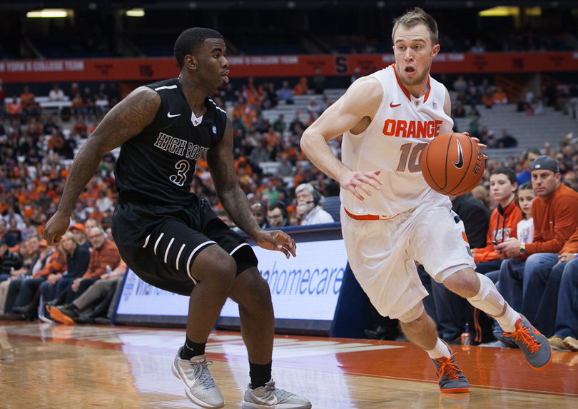 Trevor Cooney maneuvers past High Point's Derrell Edwards. 