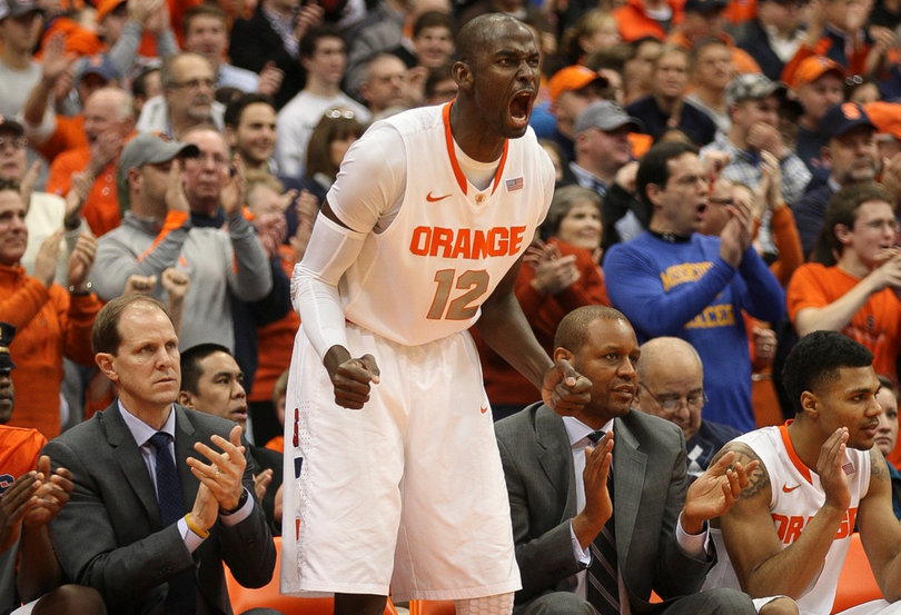Baye Keita celebrates as Syracuse sealed the win. 