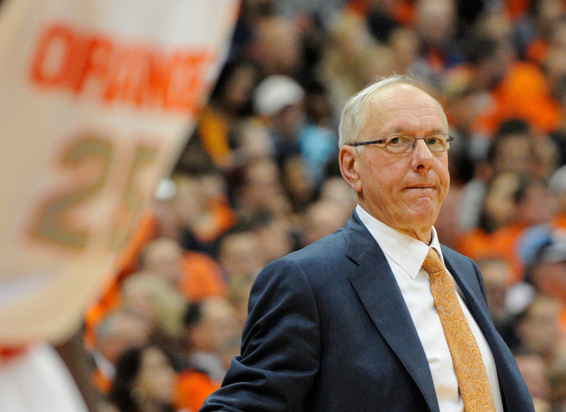 Boeheim looking on as his team takes on the Tar Heels in the Carrier Dome. 