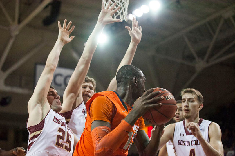 Jan. 13, 2014: The Orange were tested on the road by the Eagles of Boston College. The Orange trailed by five midway through the second half but fueled by Trevor Cooney's 21 points, The Orange won the game down the stretch 69-59.