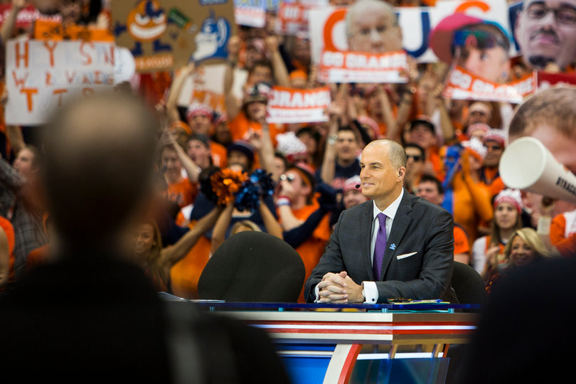 Jay Bilas speaks during an opening segment of GameDay.