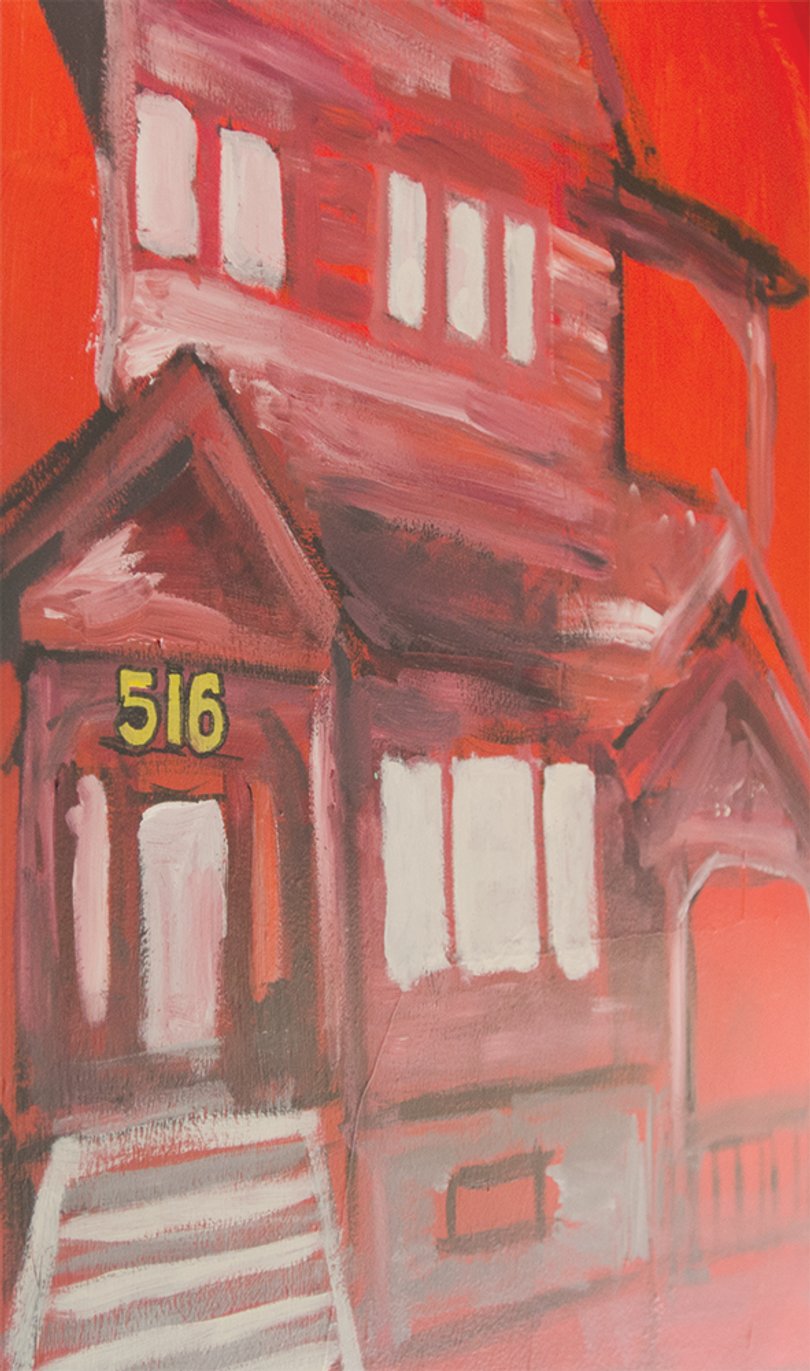 A mural of the house itself is painted along the walls, colored entirely in red because of its name.       