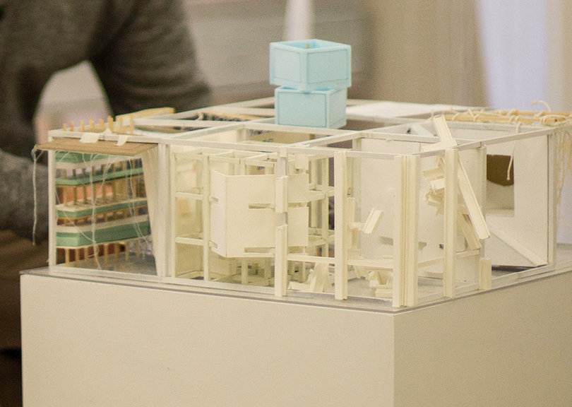 The Parti Wall took three days to complete and can be found in Slocum Hall. Louie, an SU graduate, also curated a traveling exhibit based in California titled “On the Road.” 