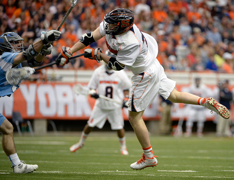 A Syracuse player looks to get a shot off. 