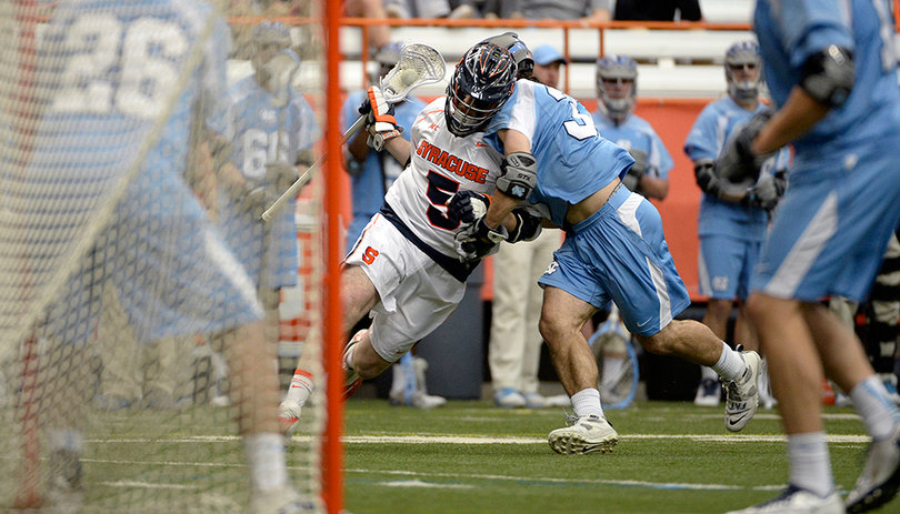 Galasso powers past a defender. He finished with two goals against his former team 