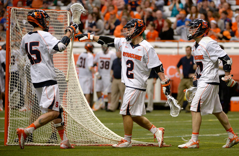 Rice celebrates after a Syracuse score.