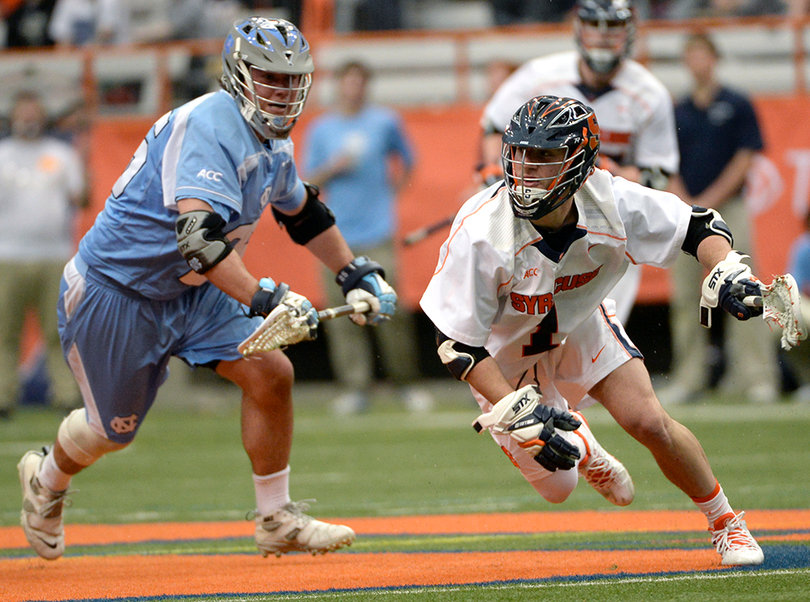 Chris Daddio picks up a faceoff. He was 18-for-26 on draws in the win. 