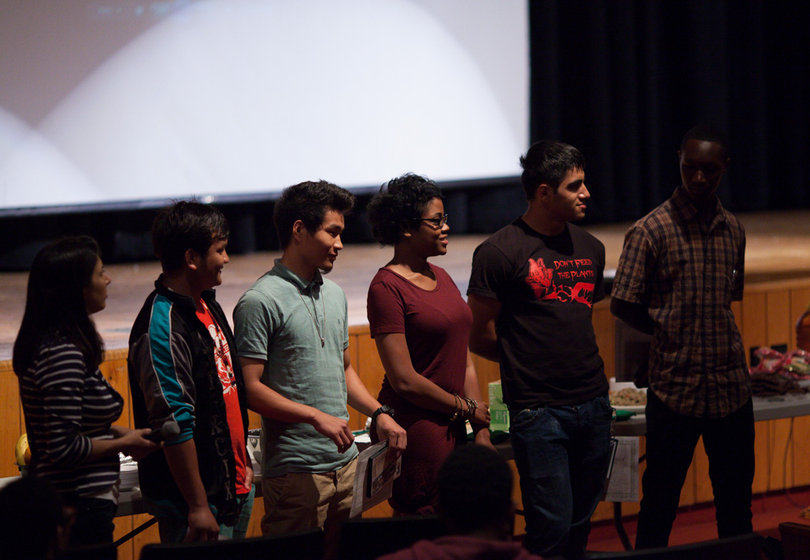 Five Fowler High School students collaborated with S.I. Newhouse School of Public Communications faculty and students to create a documentary about their own life stories. The students received their film on DVDs at the final screening on Monday.