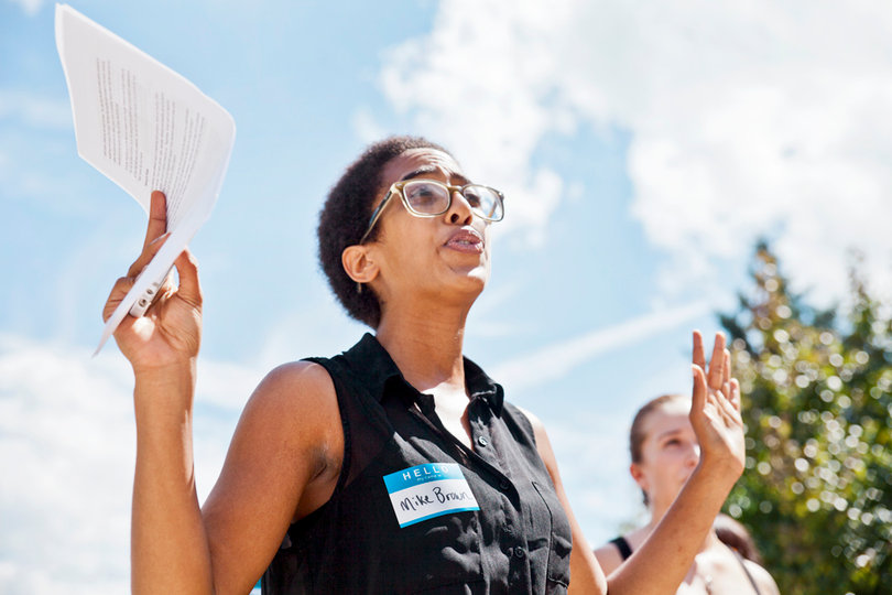 "This is not just a Ferguson issue," said Emelia Armstead. "It's an issue everywhere." Armstead ushered students inside Hendricks Chapel and helped lead the vigil for Mike Brown on Monday.