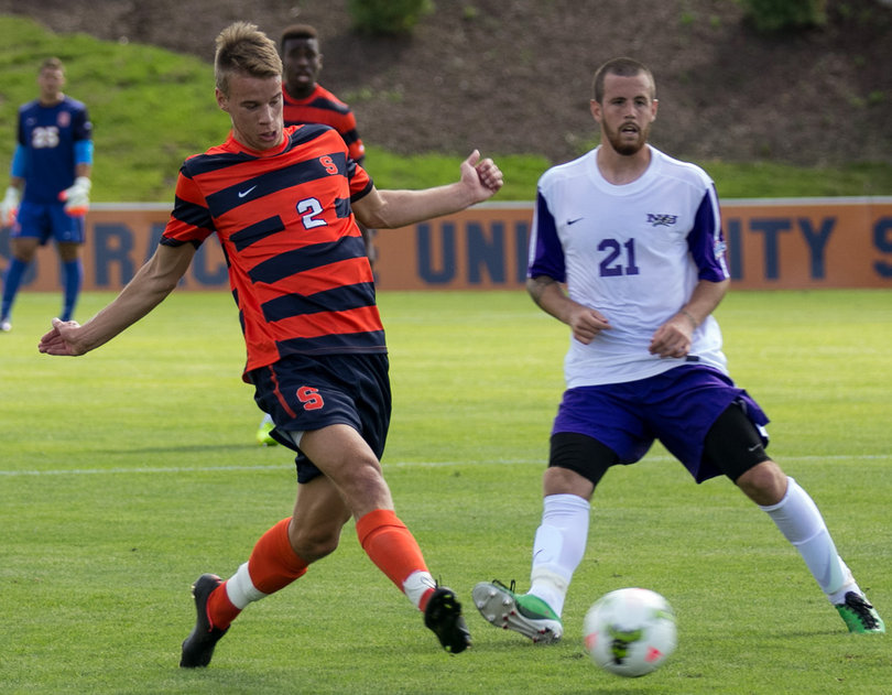 SU sophomore Oyvind Alseth handles the ball during the Orange's 3-0 win on Friday afternoon.