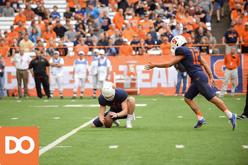 Ryan Norton attempts a field goal held by punter Riley Dixon. Norton was 1-for-2 on the day including a 25-yard miss at the end of the second quarter. 
