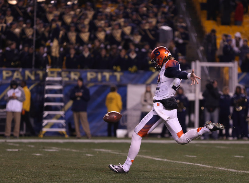 Syracuse punter Riley Dixon prepares to launch a punt. The senior averaged 42.4 yards on five attempts.