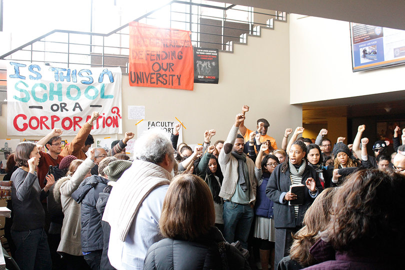 Paula Johnson, a professor at the College of Law, speaks in the lobby of Crouse-Hinds Hall on Thursday afternoon.