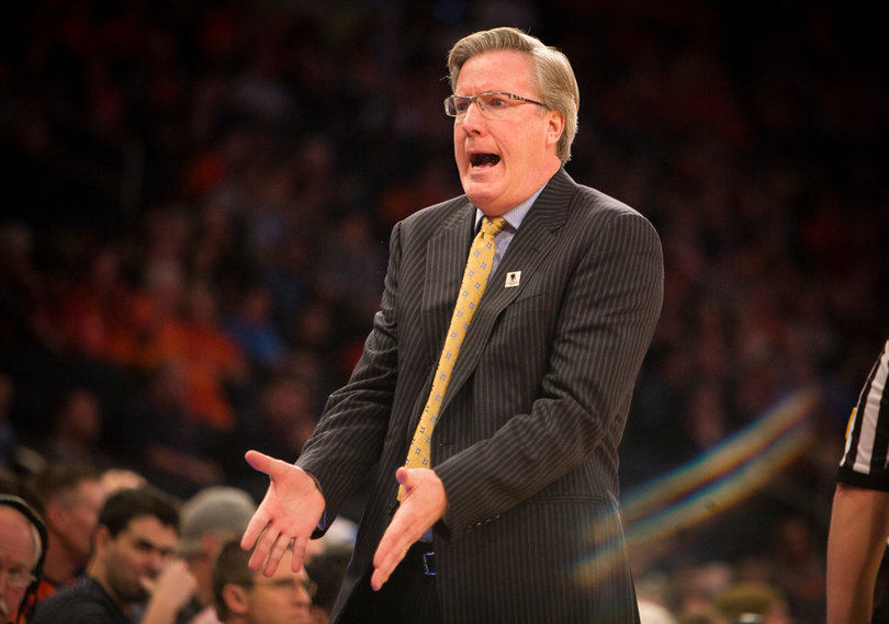 Iowa head coach Fran McCaffery pleads his case during the first frame. 