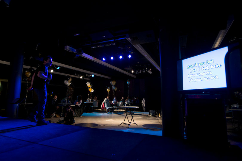 Simon Staples-Vangel, a junior,  sings "Lets Get It On" by Marvin Gaye during the second annual Disabilifunk event.