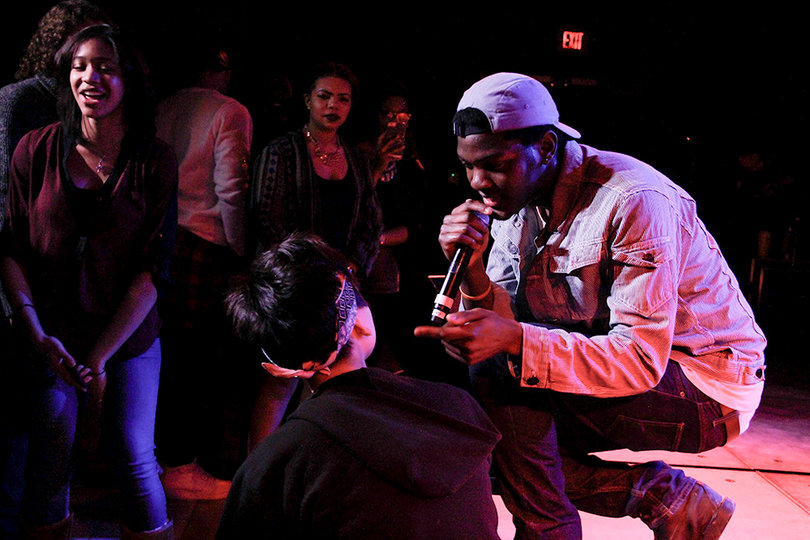 ose. sings to a fan at Schine Underground. He will be performing at Cornell University in March and at various parties on campus this semester.