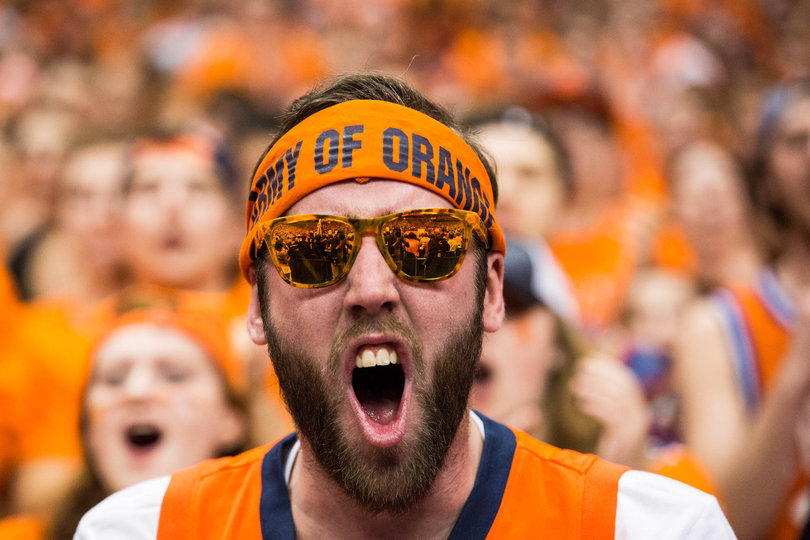 Michael "Sunshine" Barta cheers from the sideline with Otto's Army early in the first half. 