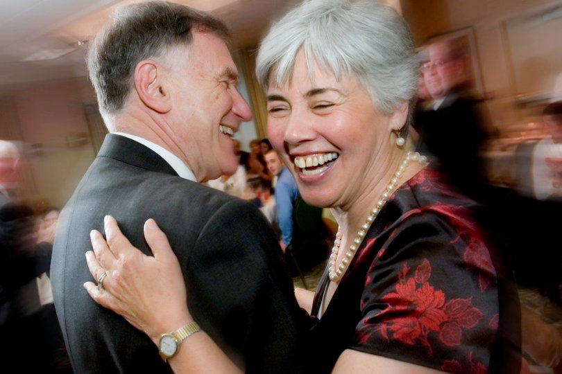 (From left) Marvin and Patricia Druger loved to laugh and travel. The couple worked in the biology department at SU.
