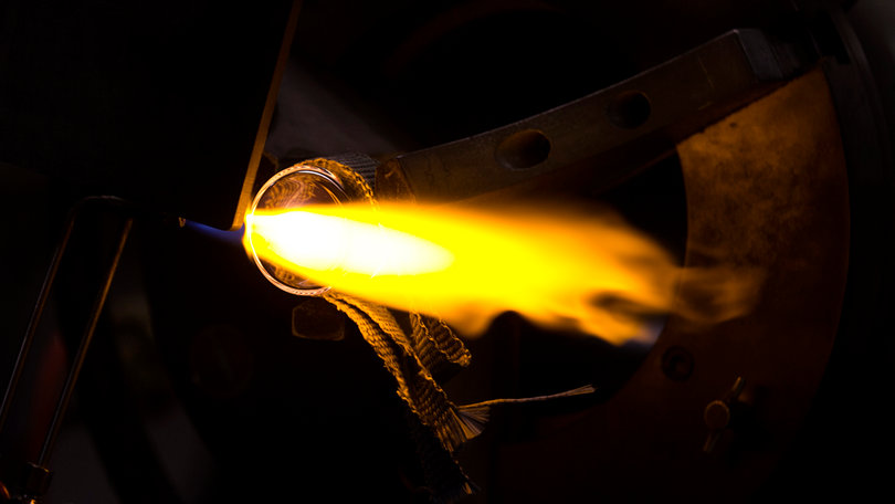 Prasch uses a flame torch and pre-made glass tubing to create her projects. She also has a studio at her home in Montague, Massachusetts where she makes artistic glass projects.