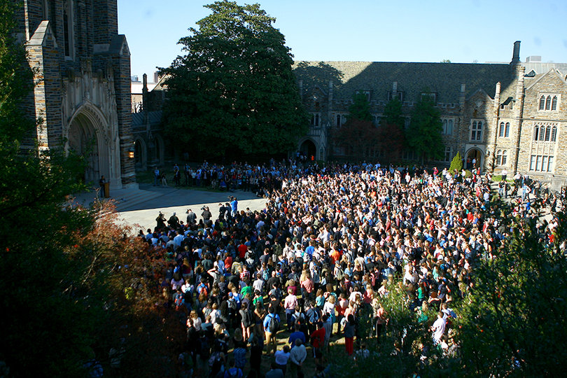 Students and faculty at Duke University rallied together after a noose was hung from a tree on campus overnight.