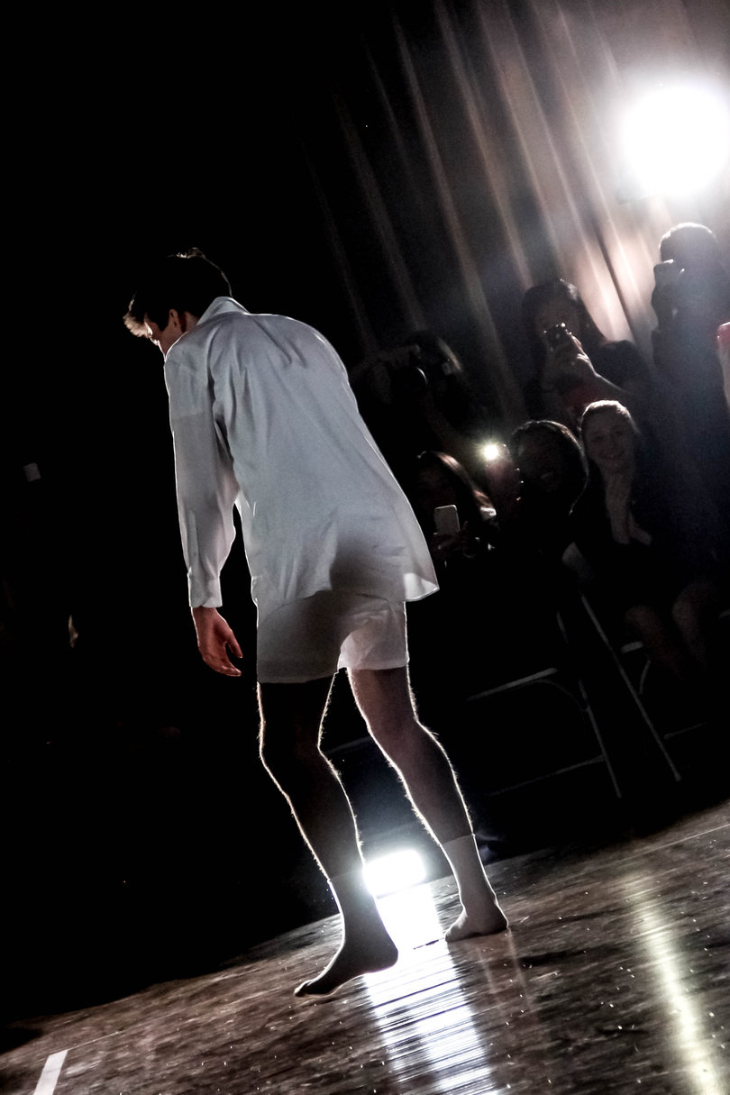 The segment "And the Winner Is..." incorporated an homage to Tom Cruise in "Risky Business," with a model in a white buttoned down shirt, boxers and socks without shoes.