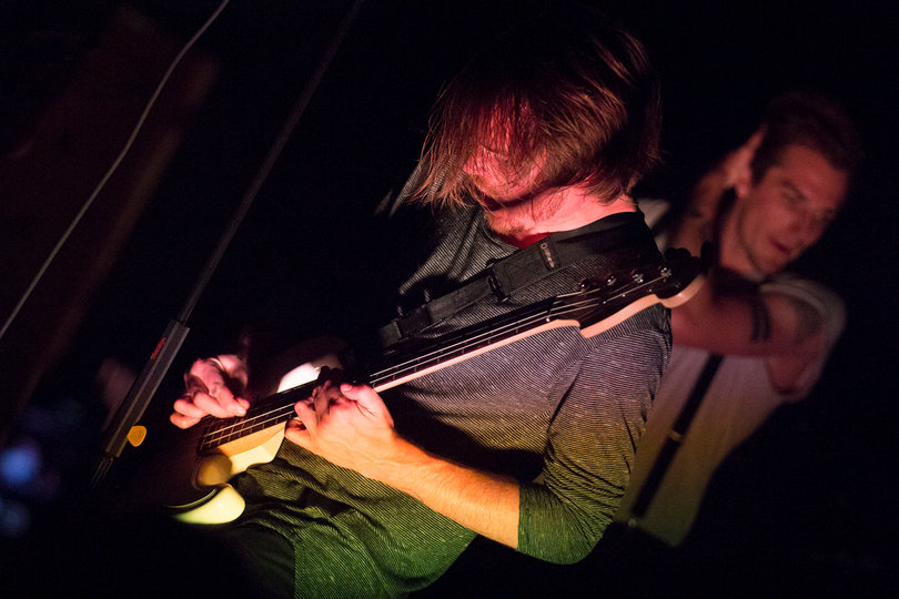Bass player Garrett Nickelsen's enthusiasm was obvious as he jumped around onstage while playing with The Maine. He never said a word to the crowd but his energetic behavior showed he was having fun.