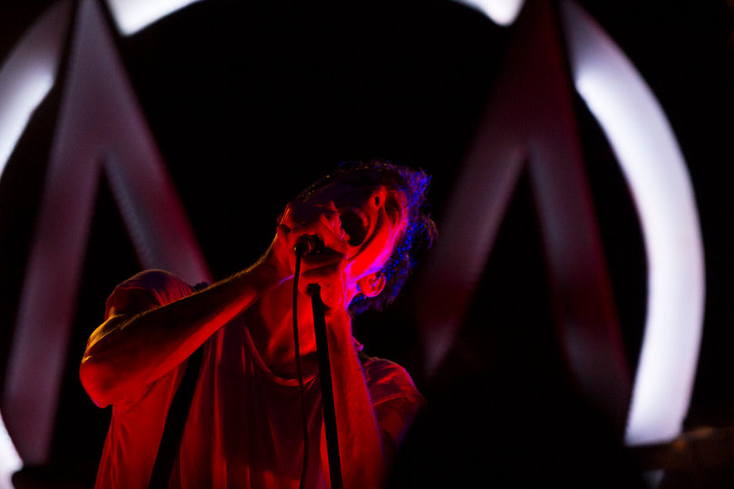 O'Callaghan constantly asked the crowd questions and talking to them in between songs. He also made them laugh by telling jokes, such as how The Maine was going to play covers of songs by Demi Lovato.