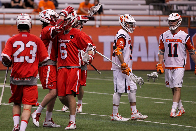 Marist celebrates a score. It scored the first goal of the game and then didn't for the next 23 minutes. 