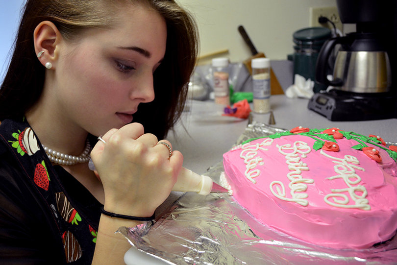 "When you’re in the kitchen putting a cake together and you don’t know what will come of it, but in the end, something beautiful comes out of it. It feels like a work of art—I’m the artist.” — Katherine Guerin
<br>
Read more <a href="http://dailyorange.com/2015/02/meet-monday-katherine-guerin/" target="_blank">here</a>.