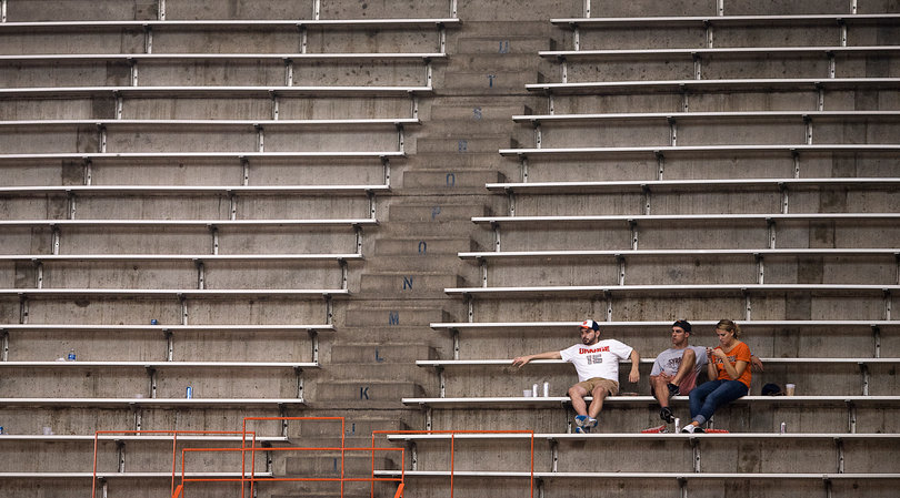 Fans in the upper level watch Syracuse take on Rhode Island. 