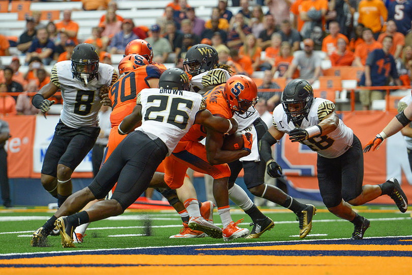 McFarlane busts through the Demon Deacons' defense and into the end zone, but the play was called back on an SU penalty.