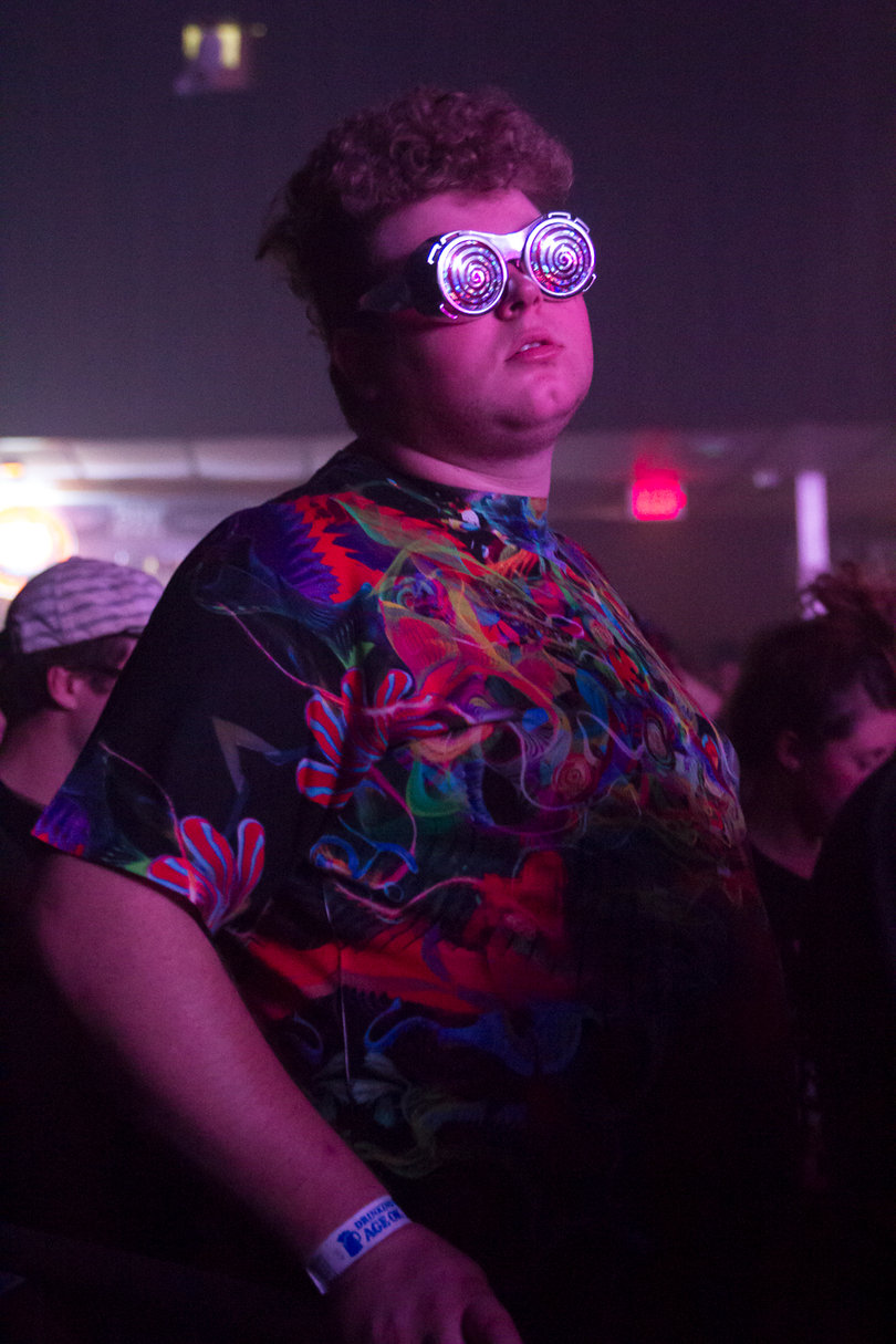 A concert-goer has a different view on the music acts. 