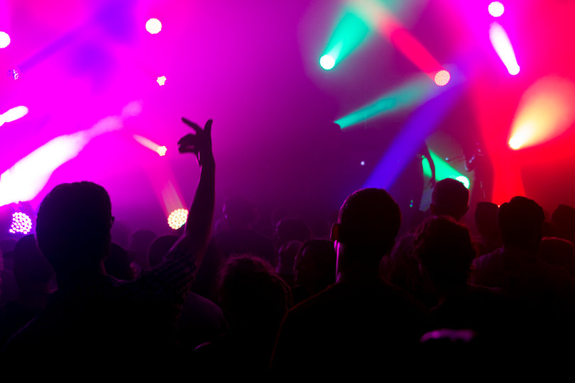 The crowd danced and bobbed to the music throughout the night. 
