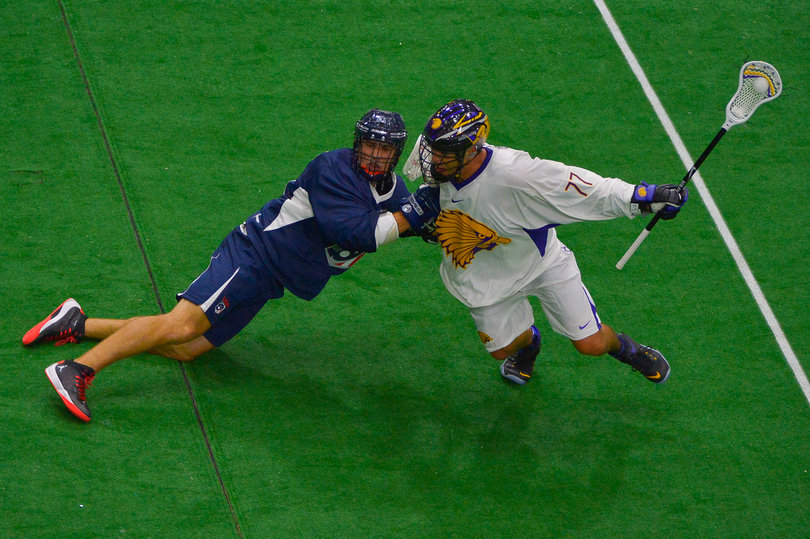 Jeff Shattler blows past an American defender. Shattler had three goals for the Iroquois.