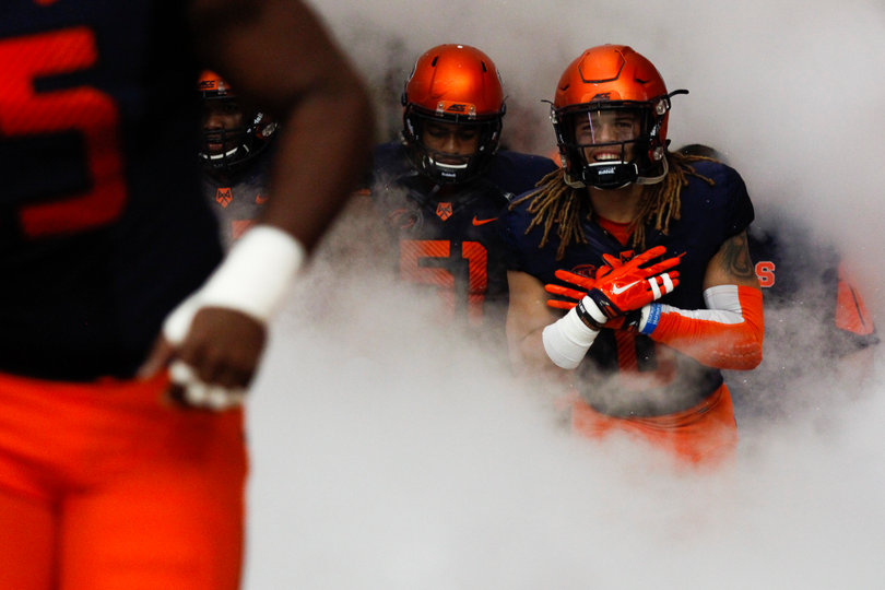Syracuse players enter through the tunnel. 