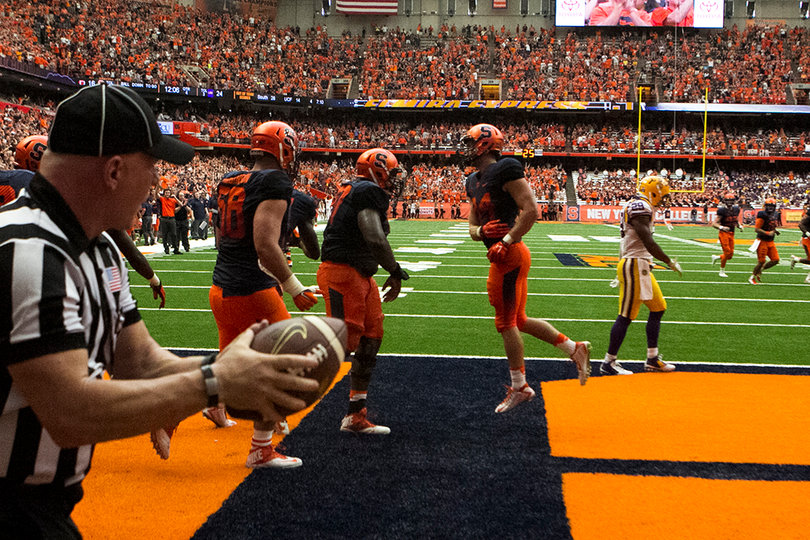 Ben Lewis caught his first touchdown pass of the season, bringing SU within seven points in the fourth quarter. 