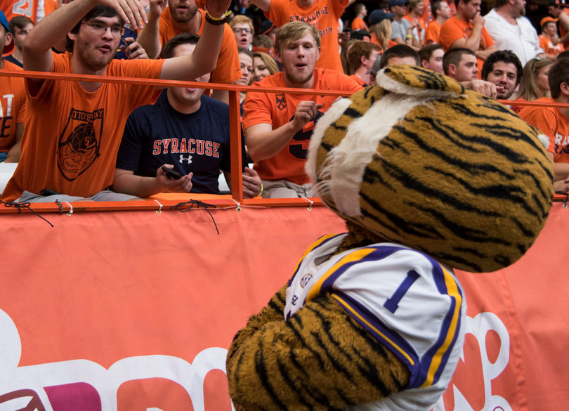 Castaneda taunts LSU's mascot.