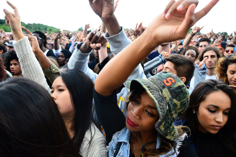 Imani Lewars, a graduate student, jams out to Big Sean, the final act of the afternoon.