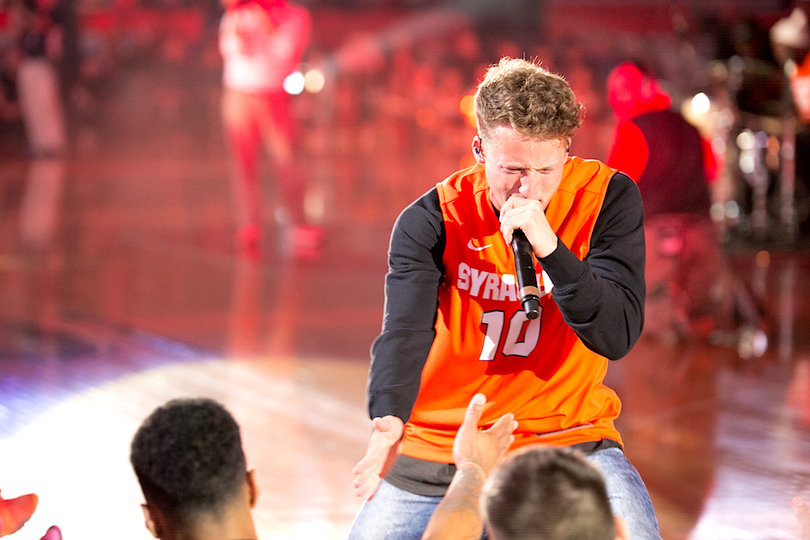 Christian rapper NF performs in the Carrier Dome during Orange Madness.