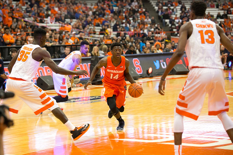 Sophomore point guard Kaleb Joseph drives through the lane. He averaged 27.3 minutes per game last year.