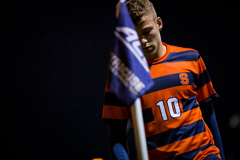 Buescher prepares to take a corner kick. Following an injury to Juuso Pasanen, he took on an even more important role in Syracuse's offense.