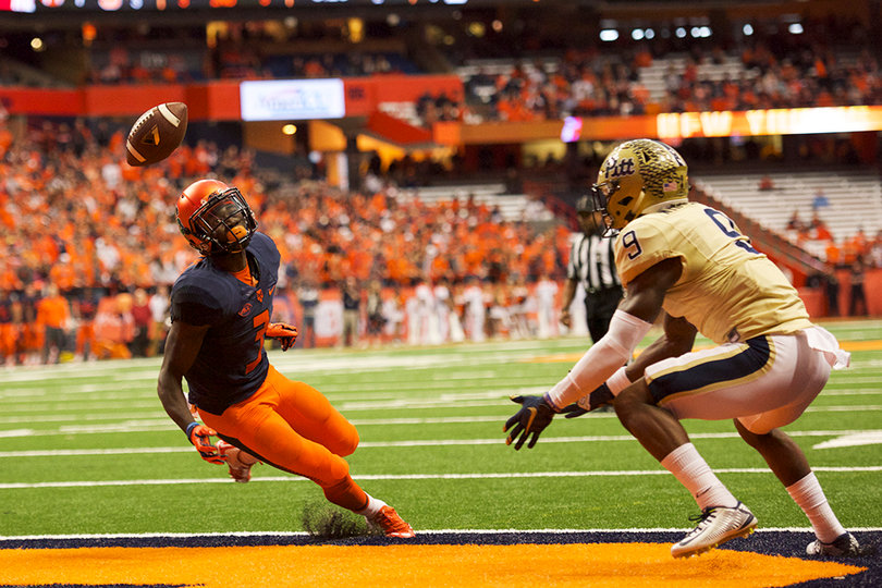 SU H-back Ervin Philips drops a would-be touchdown pass. 