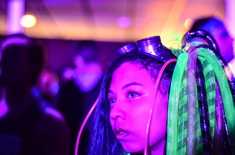 Nora Dixon, 30, came dressed in Steam Punk gear and is a long-time fan of Flux Pavilion.