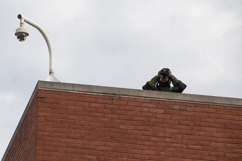 Members of the vice president's Secret Service were stationed on the roof of buildings to act as security for the event.