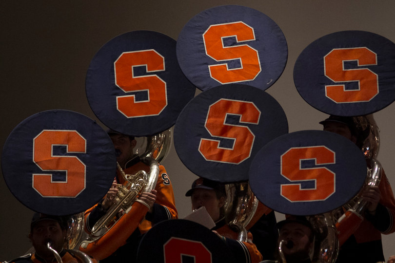The Syracuse University Marching Band performed during the "It's On Us" event before the vice president spoke.
