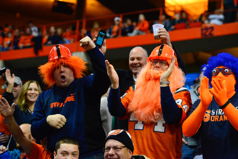 Syracuse fans cheer on the Orange.