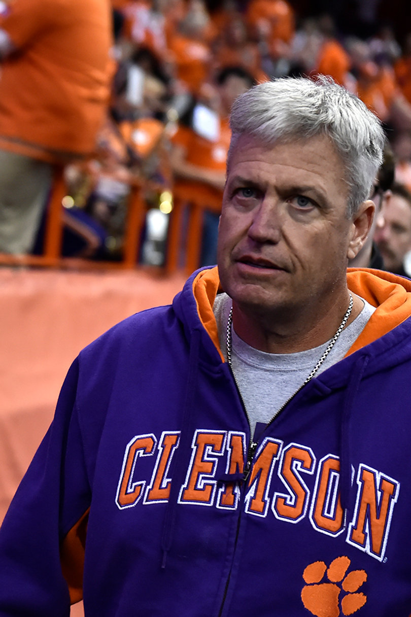 Buffalo Bills head coach Rex Ryan walks near the field. His son plays for Clemson.