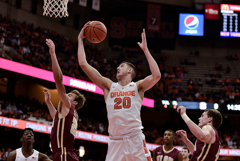 Freshman forward Tyler London collects a rebound during the first half. He had five points in 35 minutes.