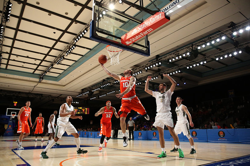 Cooney drives to the basket for a lay-up against the 49ers. He has assisted on four other baskets and cleaned up four rebounds.  